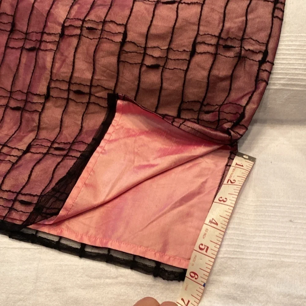 Classiques Entier raspberry pink black net overlay sexy Silk Pencil Skirt sz 6
